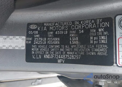 2008 Kia Sportage Lx from USA, damaged, VIN KNDJF724487528297